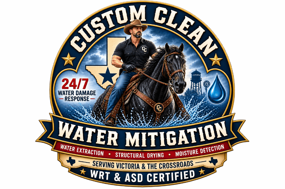 Cowboy on horse water mitigation logo
